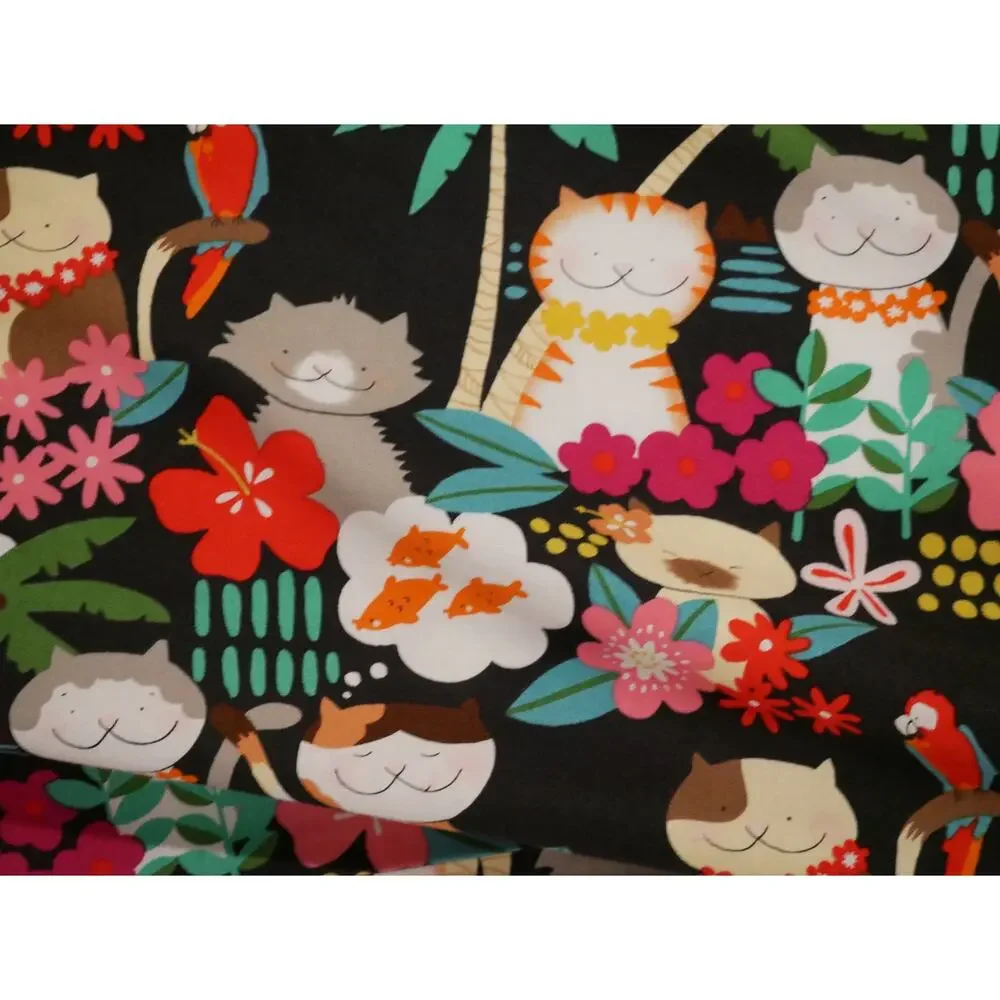 Handmade Hawaiian Cats Standard Set of Pillowcases, Alexander Henry Cotton